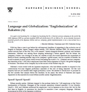 Language and Globalization:"Englishnization" at Rakuten (A)