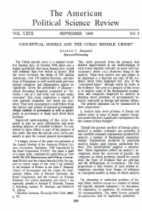 Conceptual Models and “THE CUBAN MISSILE CRISIS”, APSR Vol. LXII No. 3 Sep 1969