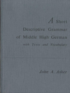 A Short Descriptive Grammar of Middle High German