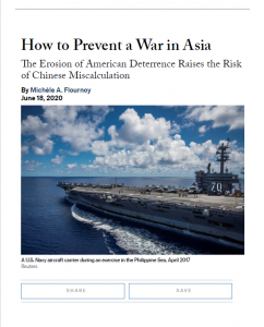 How to Prevent a War in Asia  By Michele Flournoy  FOREIGN AFFAIRS  18 June, 2020