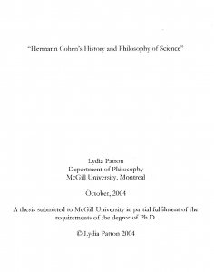 Hermann Cohen's History and Philosophy of Science