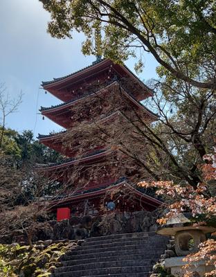 四国八十八ヶ所霊場第三十一番札所の竹林寺の五重塔です。快晴で気持ちが良い一日でした。たくさんのお遍路さんが参拝されていました。