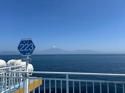 駿河湾フェリー清水⇔土肥。県道223(フジサン)だって！駿河湾から望む富士山。富士山ってすごいや。
