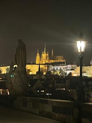 夜のカレル橋からプラハ城。歴史が積み重なった街は、美しいだけじゃない凄みのようなものがありました。が、ビール消費量世界一でもあるので圧倒的な陽キャ感もありました。なんなんだよもう！ギャップがすごいよ！私も毎日ビールを1リットルくらい飲んだので、今は体重計に乗るのを控えています。しかし明らかにスカートがきつい……