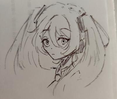 一発描き〜むずいよ。頭の形整えられん